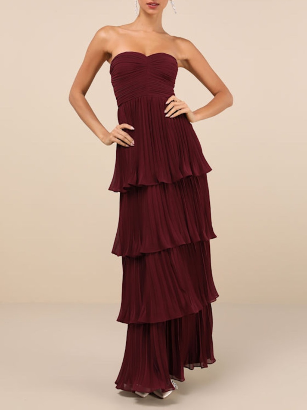 Lulus Seriously Sensational Plum Purple Strapless Tiered Maxi Dress - Size S